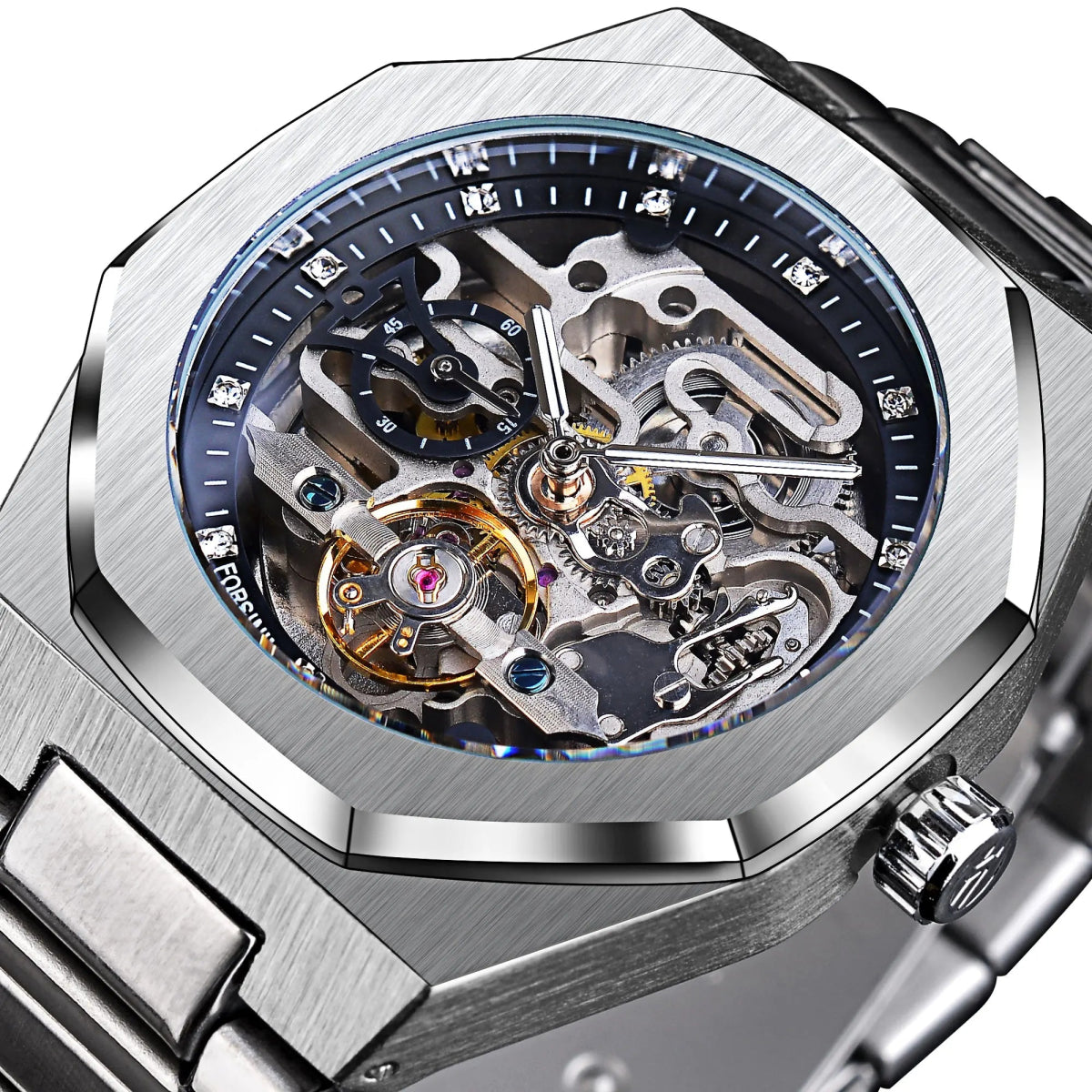 Automatic Watch 3D Diamond Skeleton Hollow Mens Wristwatches - ESTEEMSO.COM