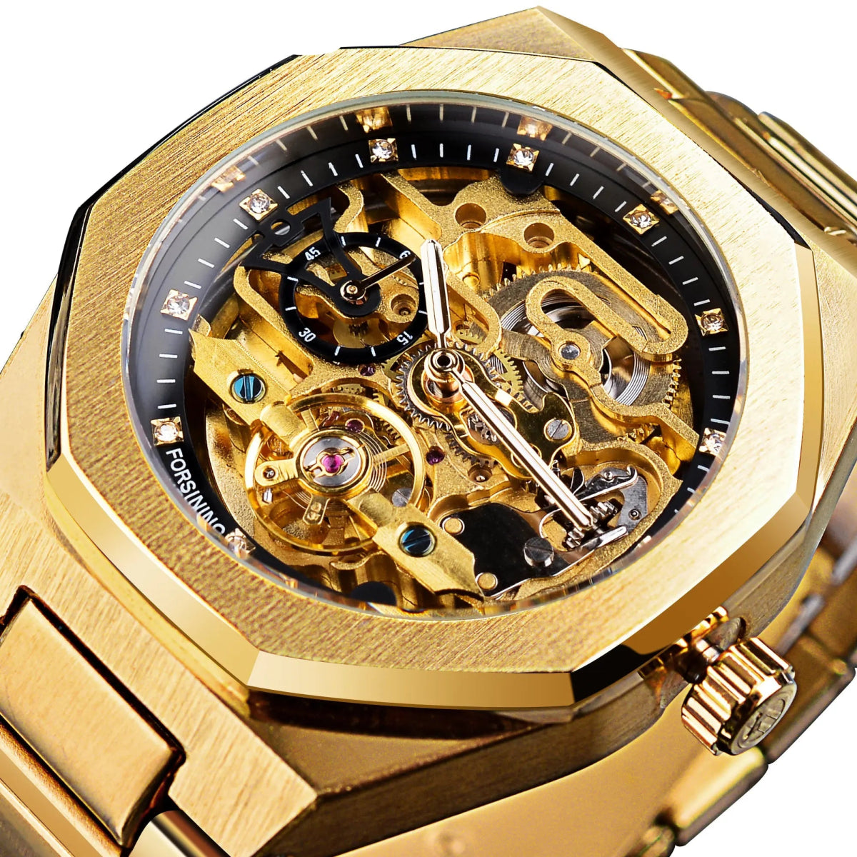 Automatic Watch 3D Diamond Skeleton Hollow Mens Wristwatches - ESTEEMSO.COM