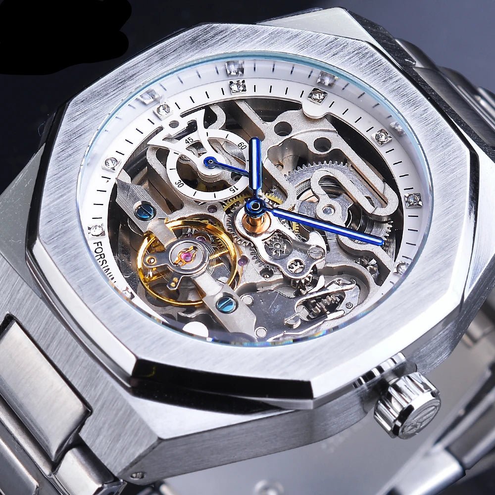 Automatic Watch 3D Diamond Skeleton Hollow Mens Wristwatches - ESTEEMSO.COM