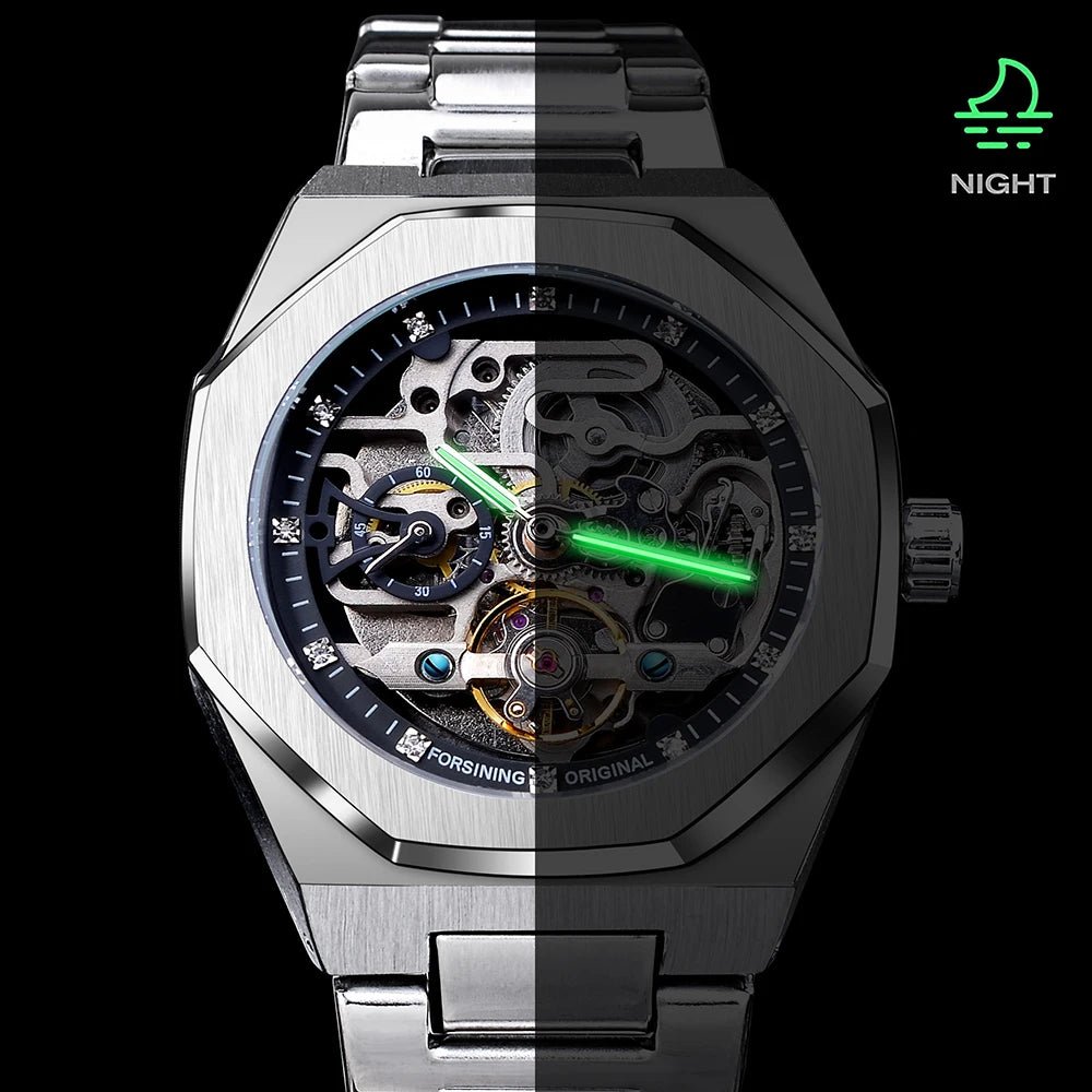 Automatic Watch 3D Diamond Skeleton Hollow Mens Wristwatches - ESTEEMSO.COM