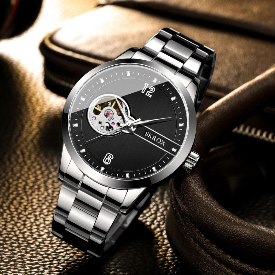 Automatische Uhr Stahl Skelett Mechanische Herrenuhr Business - ESTEEMSO.COM