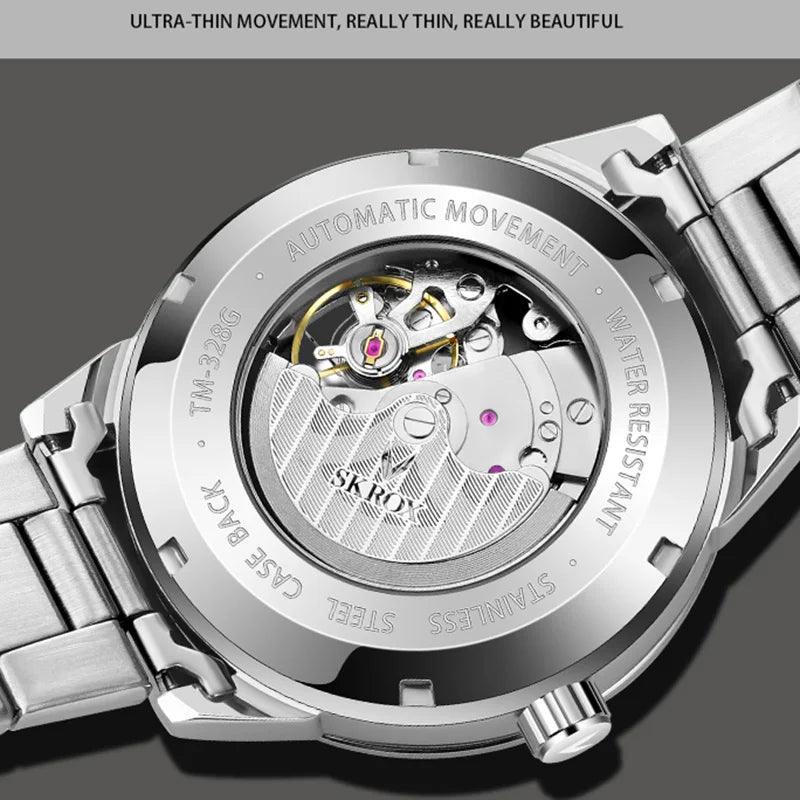 Automatische Uhr Stahl Skelett Mechanische Herrenuhr Business - ESTEEMSO.COM