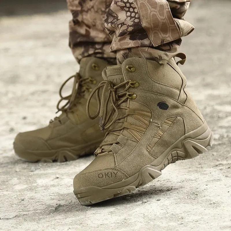 Bergsteiger Stiefel Armee Männer Schuhe Leder Samt Material - ESTEEMSO.COM