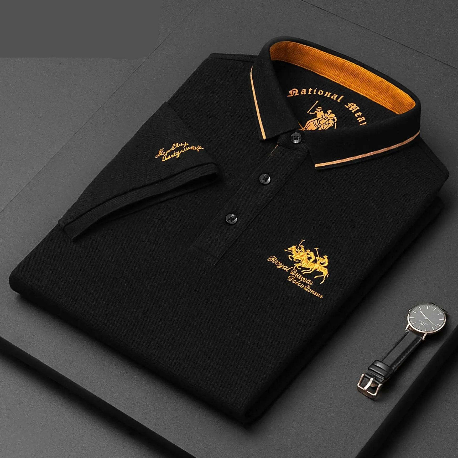 Besticktes Polos hirt Herren Luxus Top lässig Revers Kurzarm - ESTEEMSO.COM