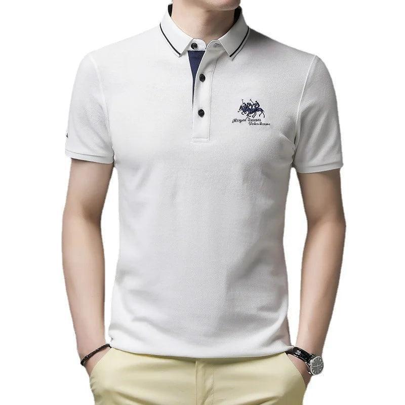 Besticktes Polos hirt Herren Luxus Top lässig Revers Kurzarm - ESTEEMSO.COM