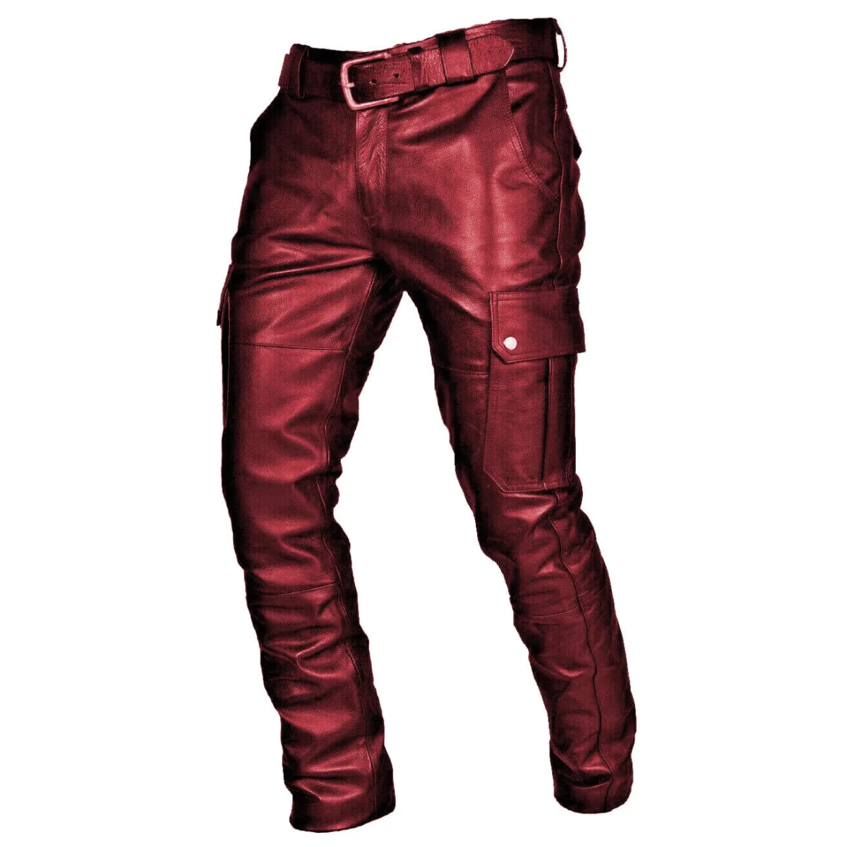 Biker Leather Pants Male Casual PU Trouser Without Belt - ESTEEMSO.COM