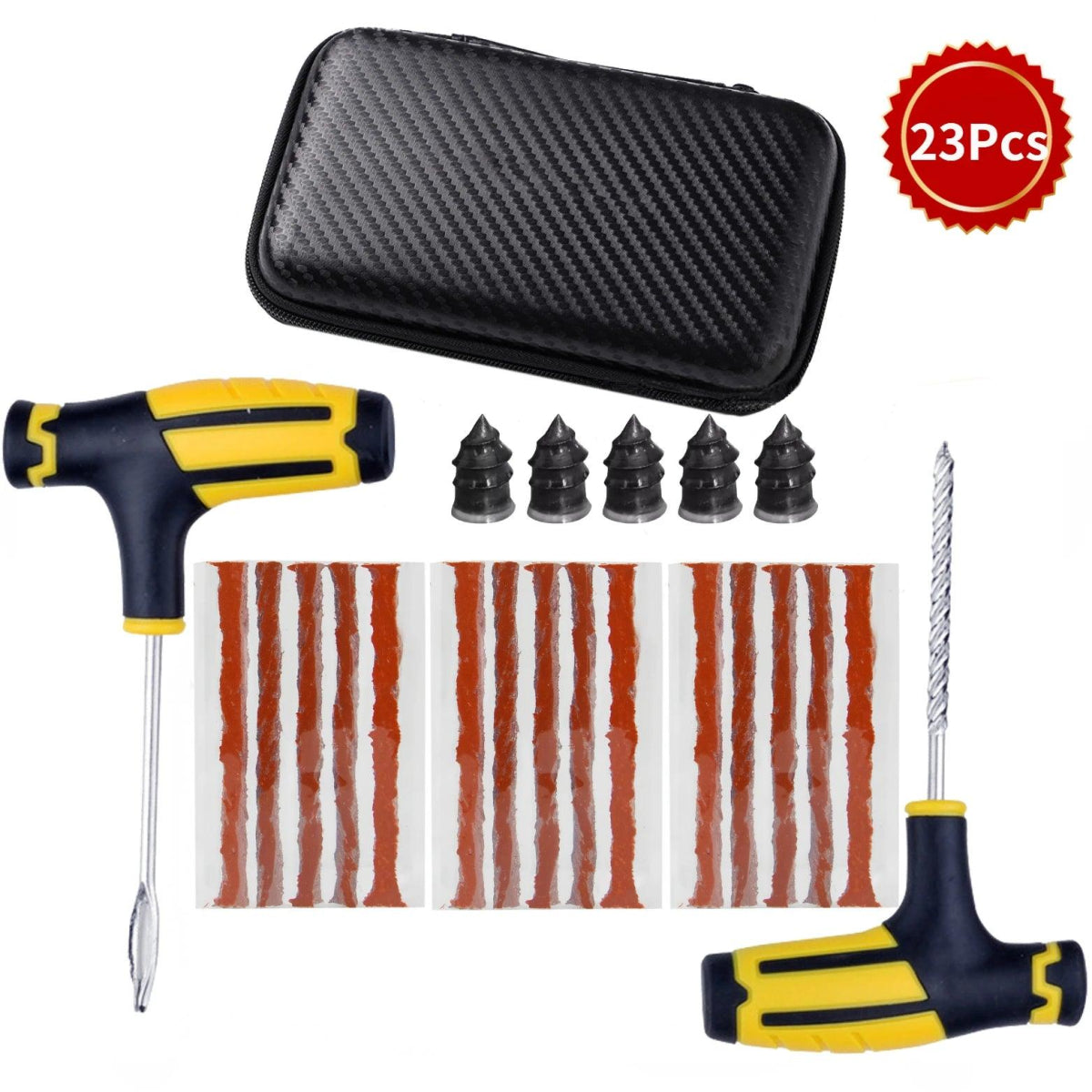 Car Tire Repair Kit – Emergency Puncture Plug Tools with Tire Strips, Stirring Glue Valve Core - ESTEEMSO.COM