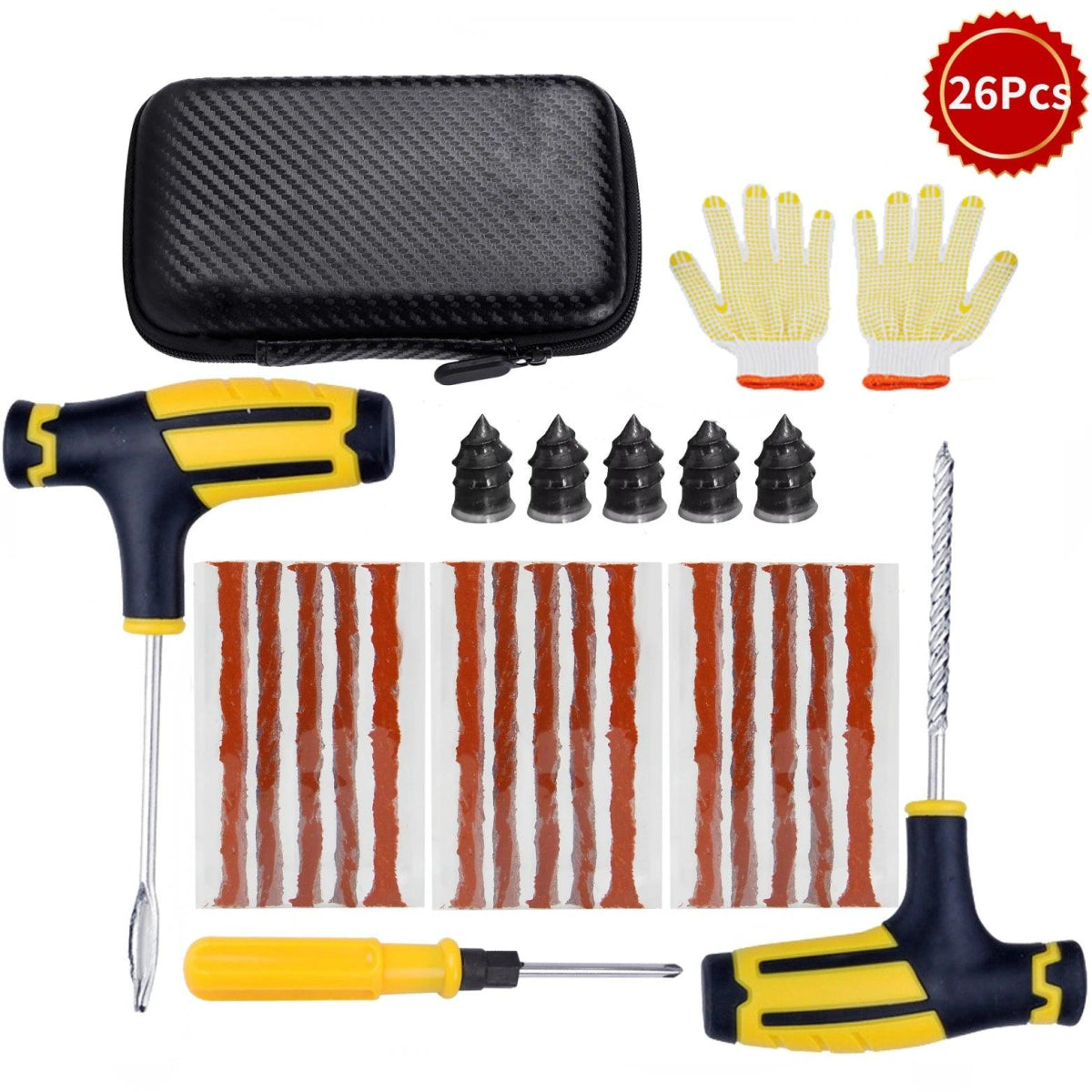 Car Tire Repair Kit – Emergency Puncture Plug Tools with Tire Strips, Stirring Glue Valve Core - ESTEEMSO.COM