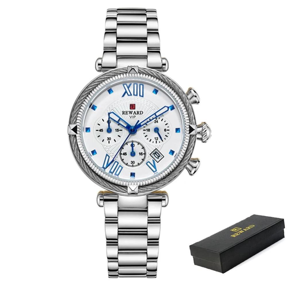 Chronograph Frauen Uhr wasserdichte Uhren Quarz Kalender Armbanduhr - ESTEEMSO.COM