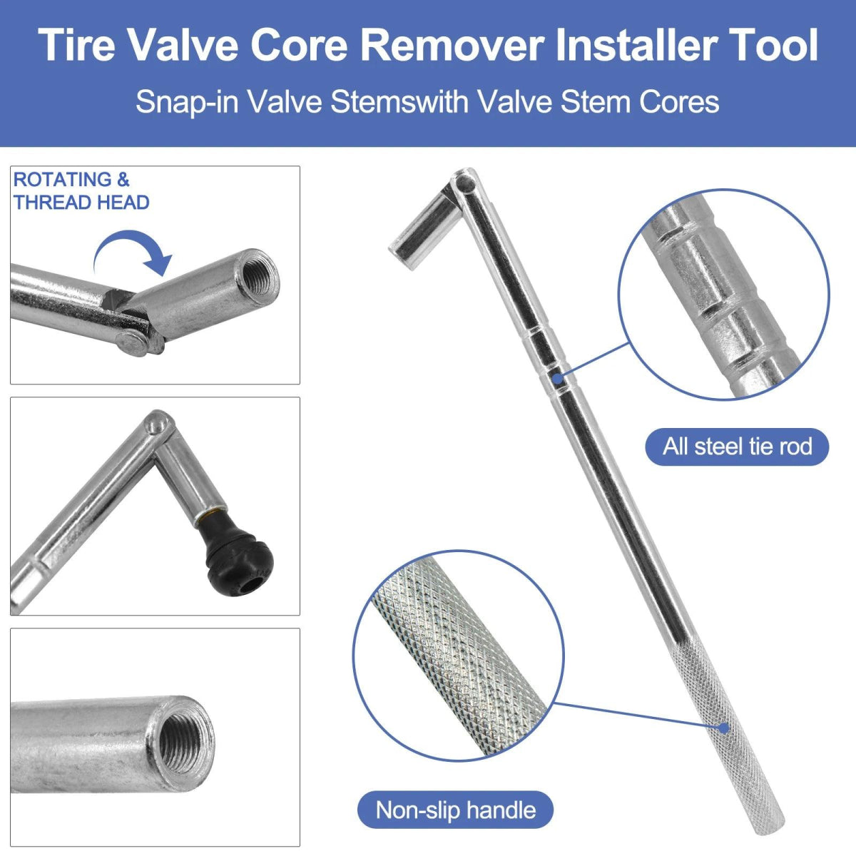 Comprehensive Tire Repair Tool Set – Valve Stem Puller, Tire Valve Cores, Vacuum Repair Nails, 4 - Way Valve Tool, and Dust - Proof Caps - ESTEEMSO.COM