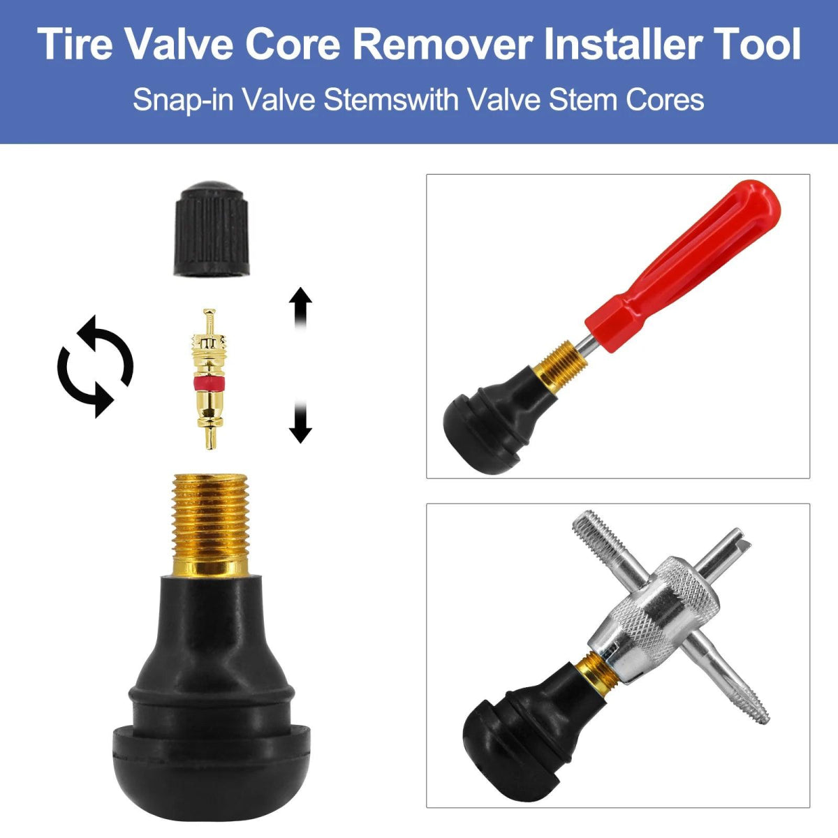 Comprehensive Tire Repair Tool Set – Valve Stem Puller, Tire Valve Cores, Vacuum Repair Nails, 4 - Way Valve Tool, and Dust - Proof Caps - ESTEEMSO.COM