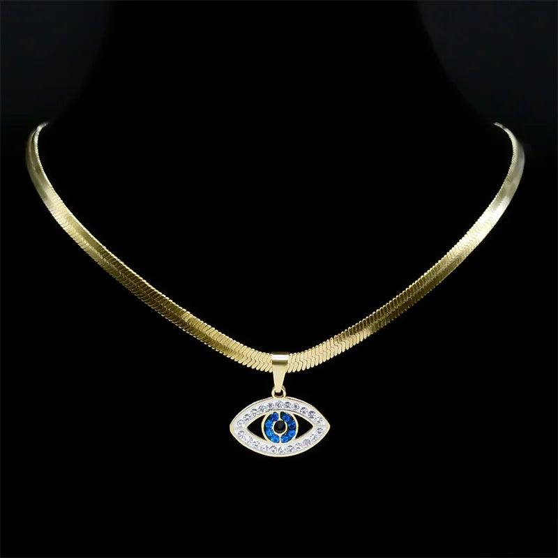 Dämon Auge Choker Halskette für Frauen - Edelstahl Vergoldet - ESTEEMSO.COM