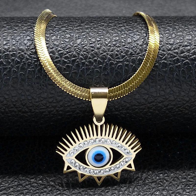 Dämon Auge Choker Halskette für Frauen - Edelstahl Vergoldet - ESTEEMSO.COM