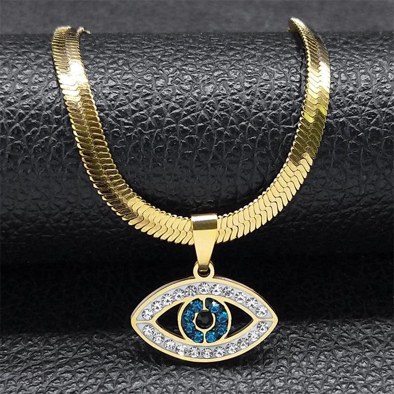 Dämon Auge Choker Halskette für Frauen - Edelstahl Vergoldet - ESTEEMSO.COM