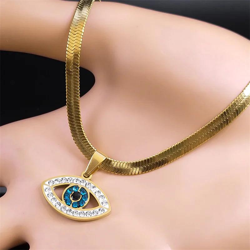 Dämon Auge Choker Halskette für Frauen - Edelstahl Vergoldet - ESTEEMSO.COM