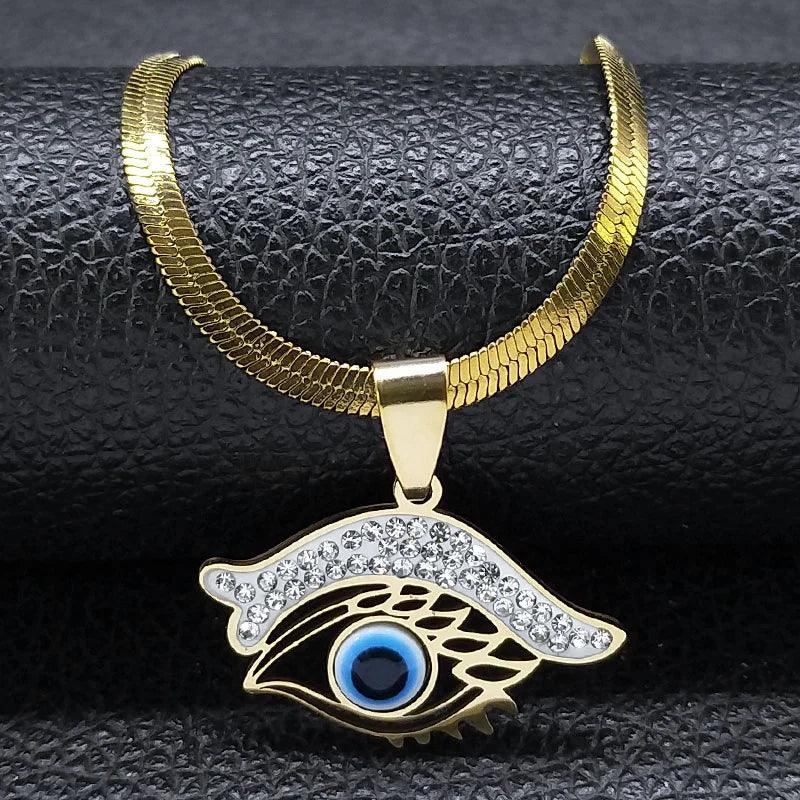 Dämon Auge Choker Halskette für Frauen - Edelstahl Vergoldet - ESTEEMSO.COM