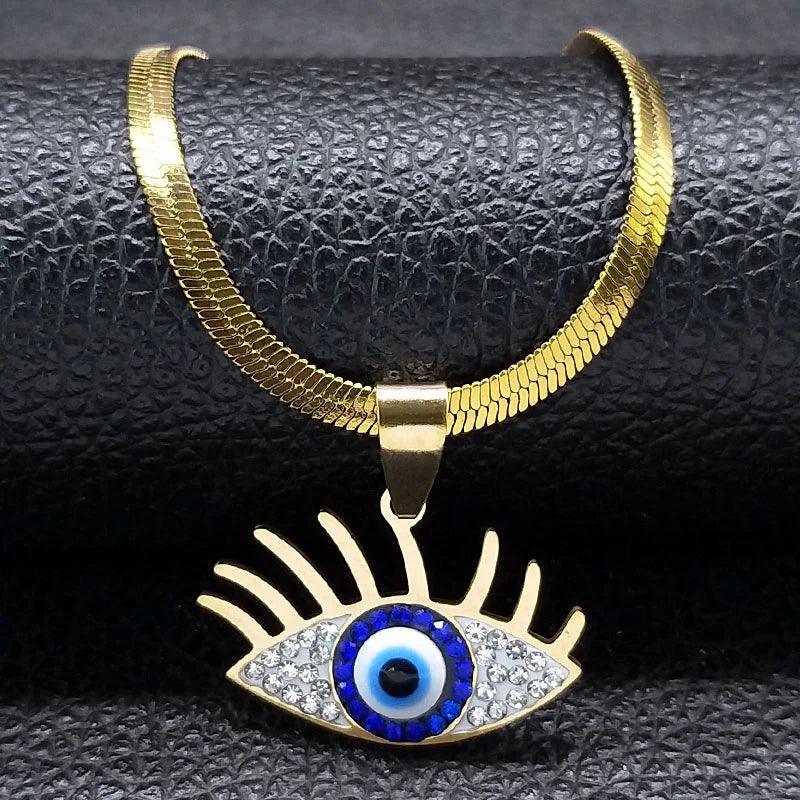 Dämon Auge Choker Halskette für Frauen - Edelstahl Vergoldet - ESTEEMSO.COM