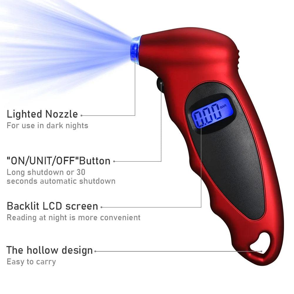 Digital Tire Pressure Gauge with Backlit LCD – 150 PSI High - ESTEEMSO.COM