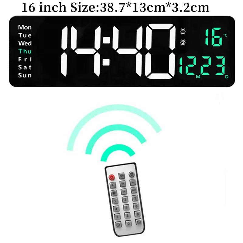 Digitale Wanduhr – Temperatur - , Datums - und Wochenanzeige, Fernbedienung - ESTEEMSO.COM