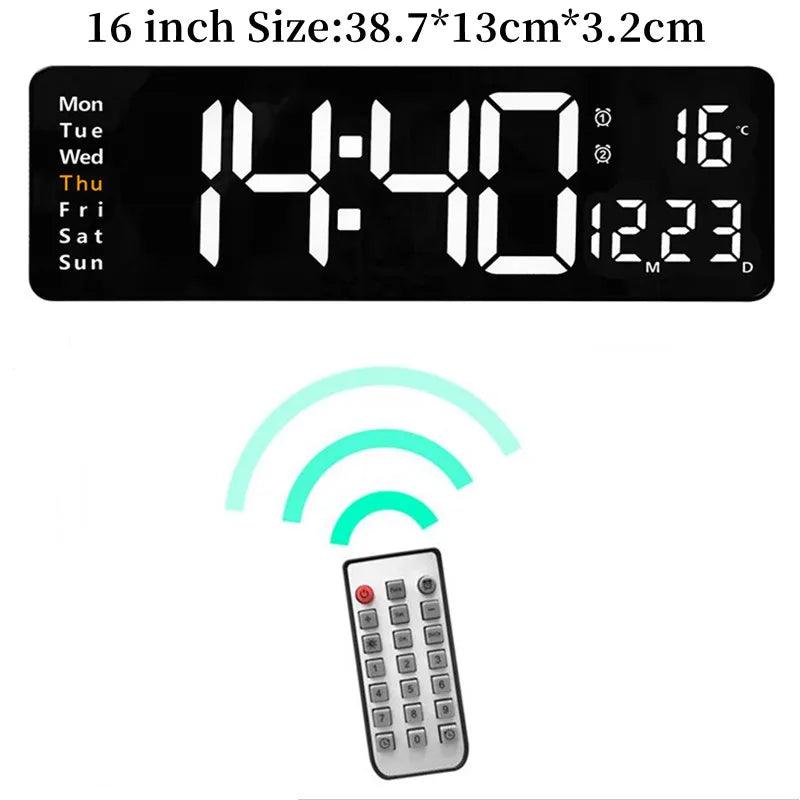 Digitale Wanduhr – Temperatur - , Datums - und Wochenanzeige, Fernbedienung - ESTEEMSO.COM
