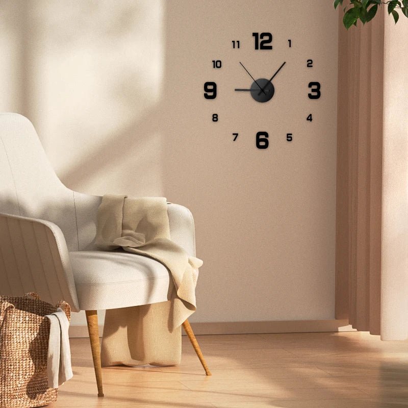 DIY Frameless Wall Clock – Antique Style Silent Wall Decal for Living Room - ESTEEMSO.COM