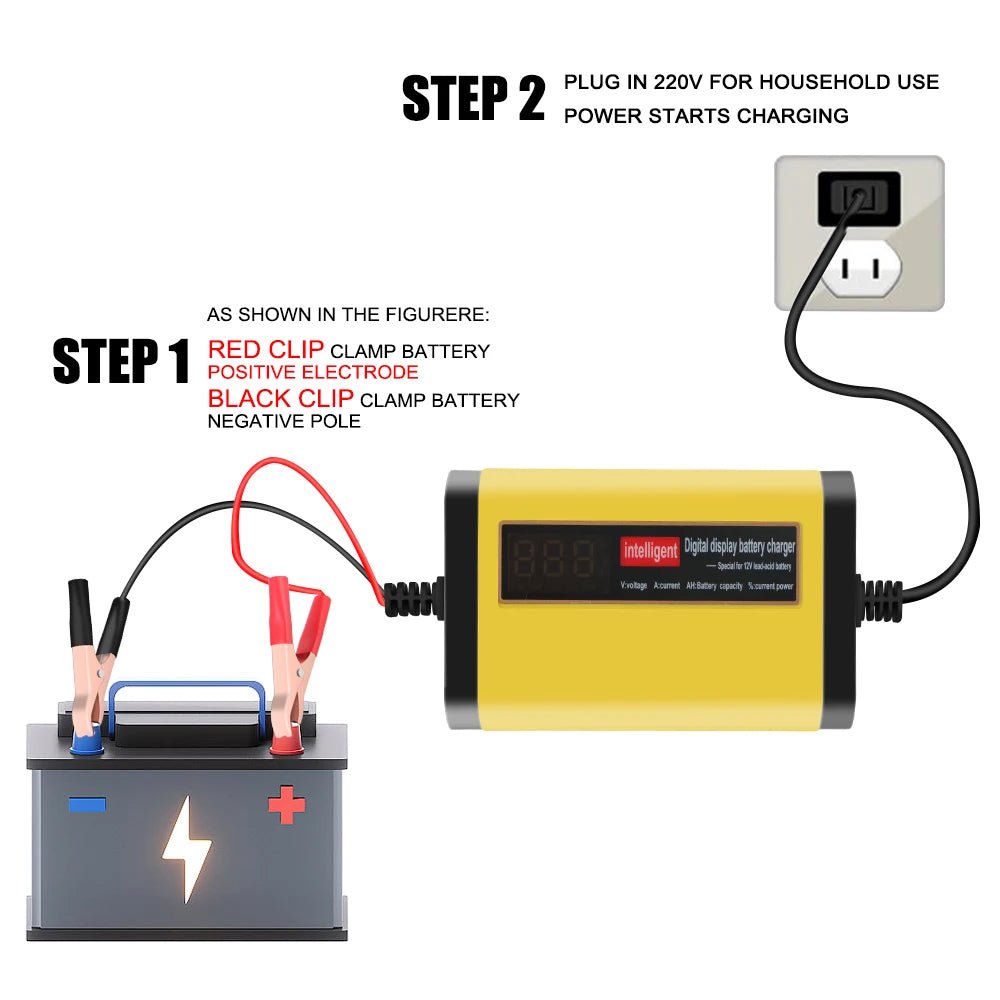 Full Automatic Car Battery Charger 2A Intelligent Fast Power Charging Digital - ESTEEMSO.COM