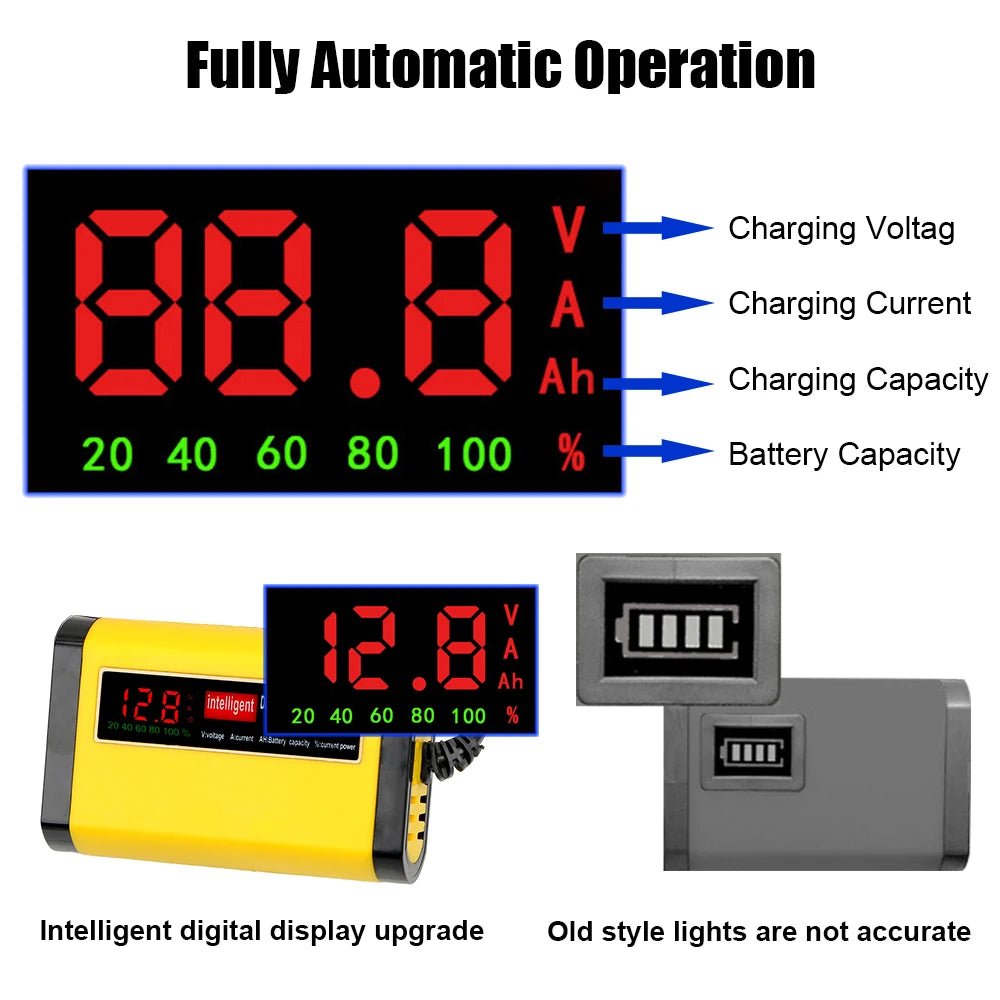 Full Automatic Car Battery Charger 2A Intelligent Fast Power Charging Digital - ESTEEMSO.COM