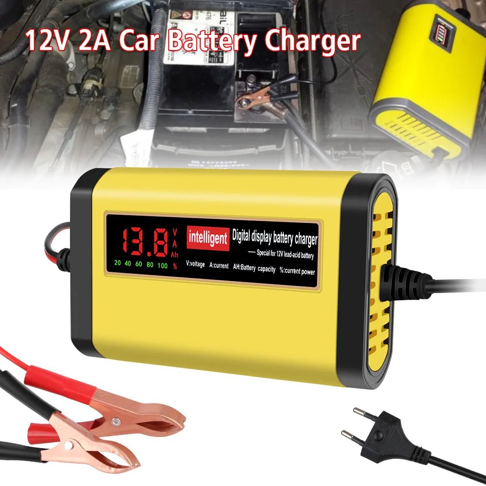 Full Automatic Car Battery Charger 2A Intelligent Fast Power Charging Digital - ESTEEMSO.COM