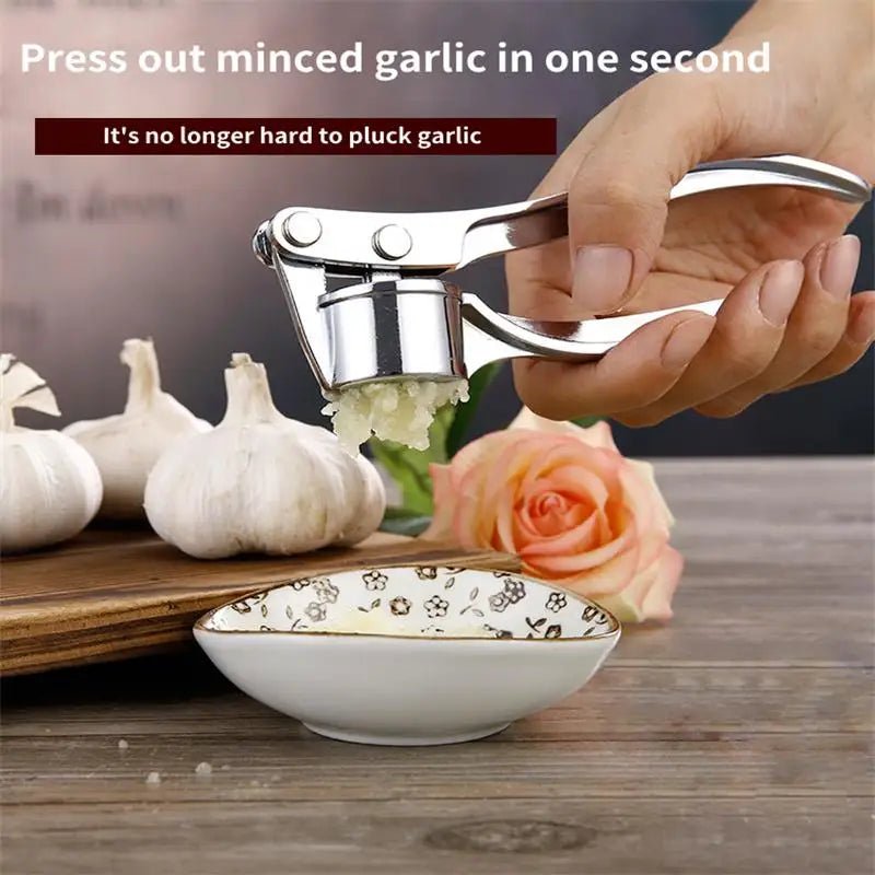 Garlic Masher Silvery Stainless Steel Kitchen Vegetable Cooking Extruder - ESTEEMSO.COM