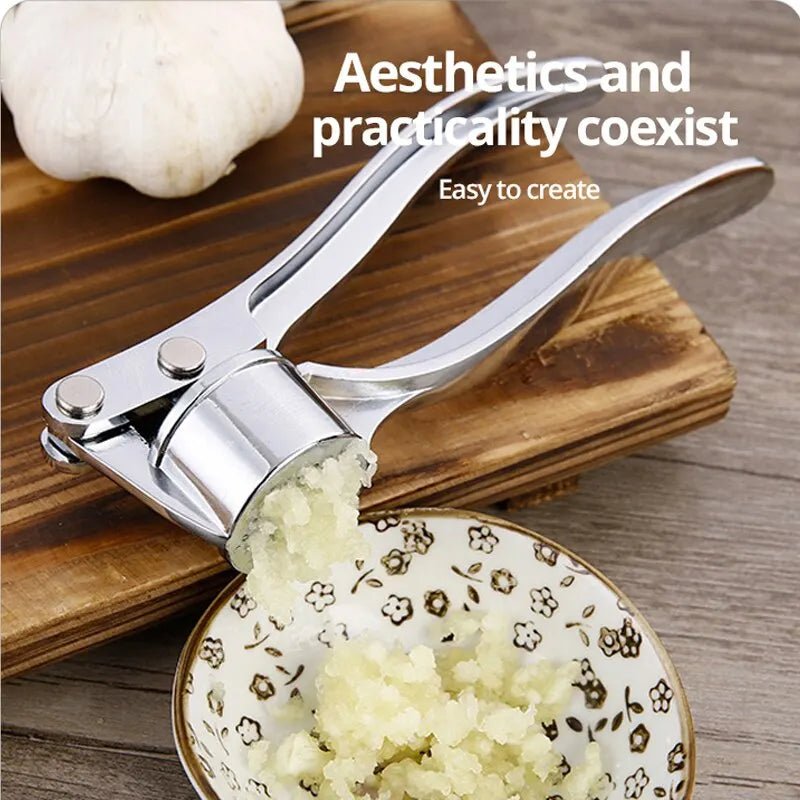 Garlic Masher Silvery Stainless Steel Kitchen Vegetable Cooking Extruder - ESTEEMSO.COM