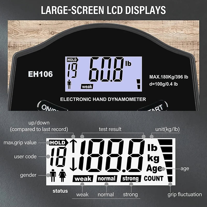 High - Precision Grip Strength Tester with USB Charging LCD Screen - ESTEEMSO.COM