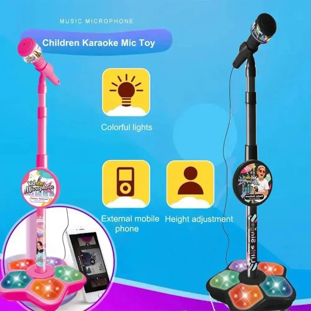 Kids Microphone with Stand – Karaoke Toy with Light Effects - ESTEEMSO.COM