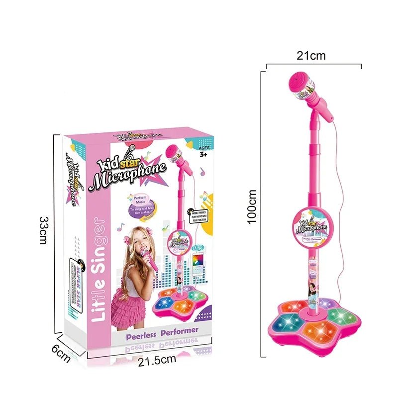 Kids Microphone with Stand – Karaoke Toy with Light Effects - ESTEEMSO.COM