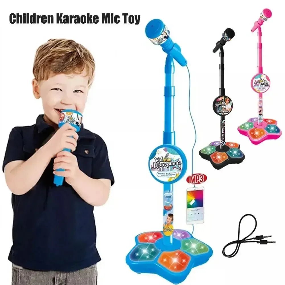 Kids Microphone with Stand – Karaoke Toy with Light Effects - ESTEEMSO.COM