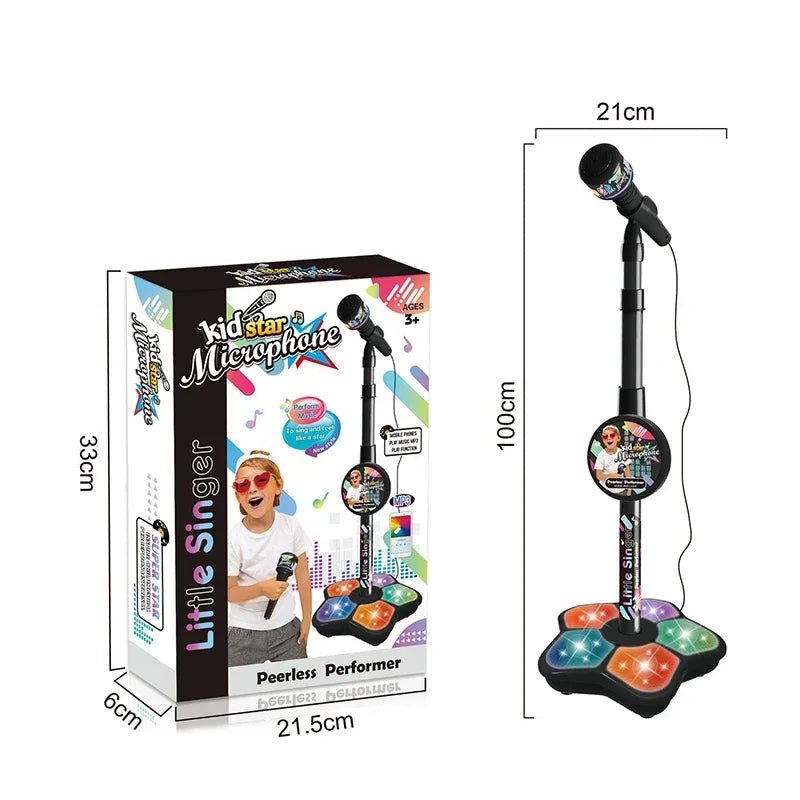 Kids Microphone with Stand – Karaoke Toy with Light Effects - ESTEEMSO.COM