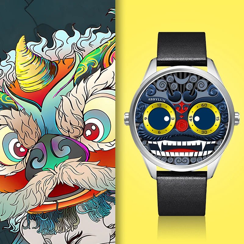 Men Quartz Watch - Blue Joker Lion Creative Personality Design - ESTEEMSO.COM