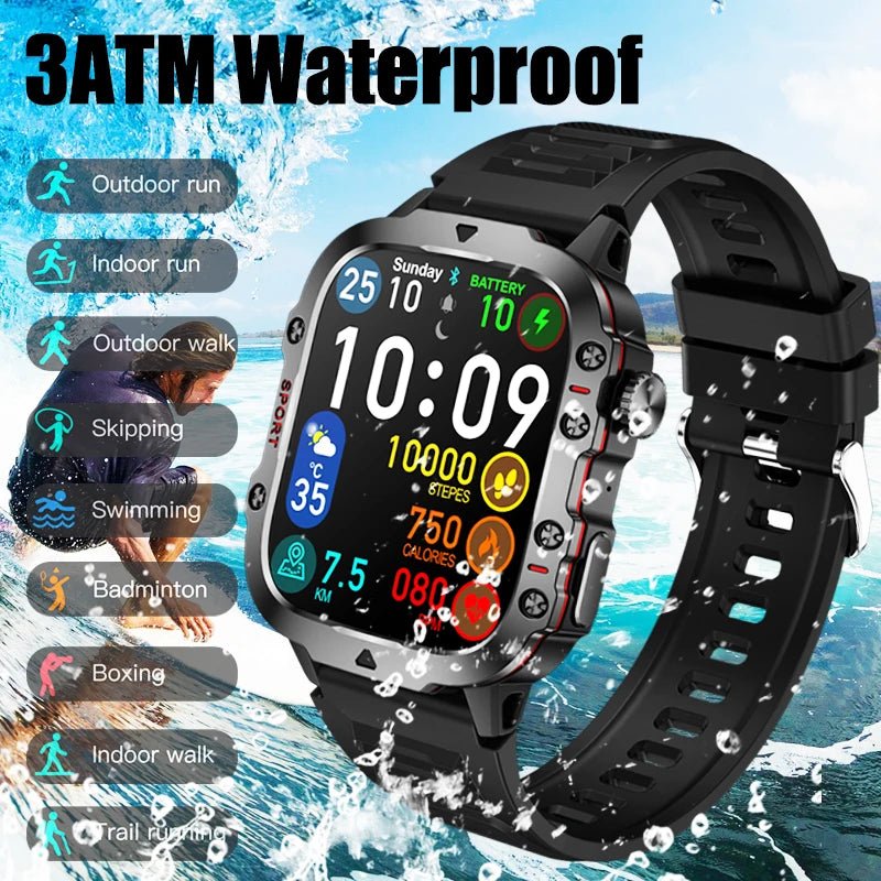 Military GPS Smart Watch Men Bluetooth Call Health Monitoring AI Voice - ESTEEMSO.COM