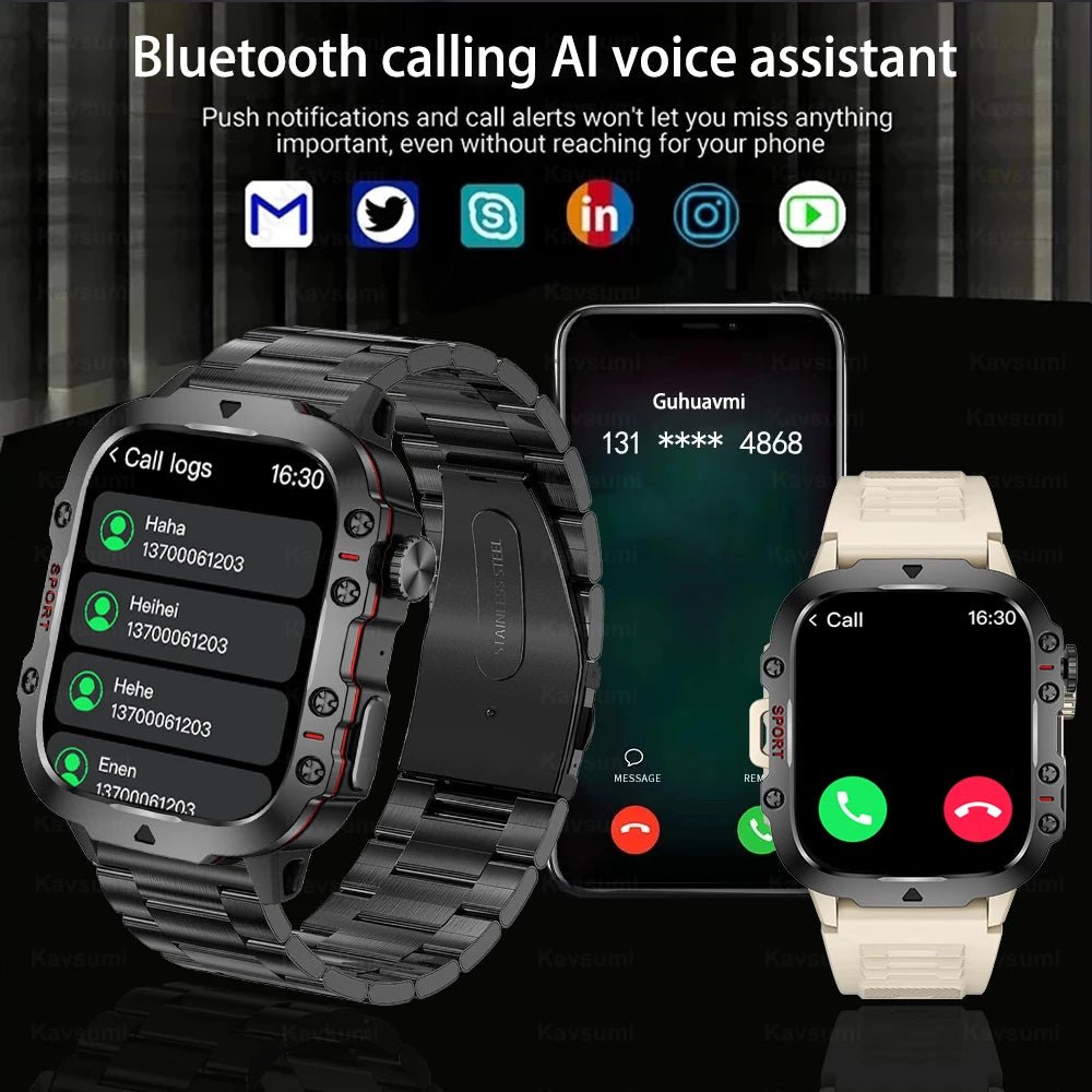 Military GPS Smart Watch Men Bluetooth Call Health Monitoring AI Voice - ESTEEMSO.COM