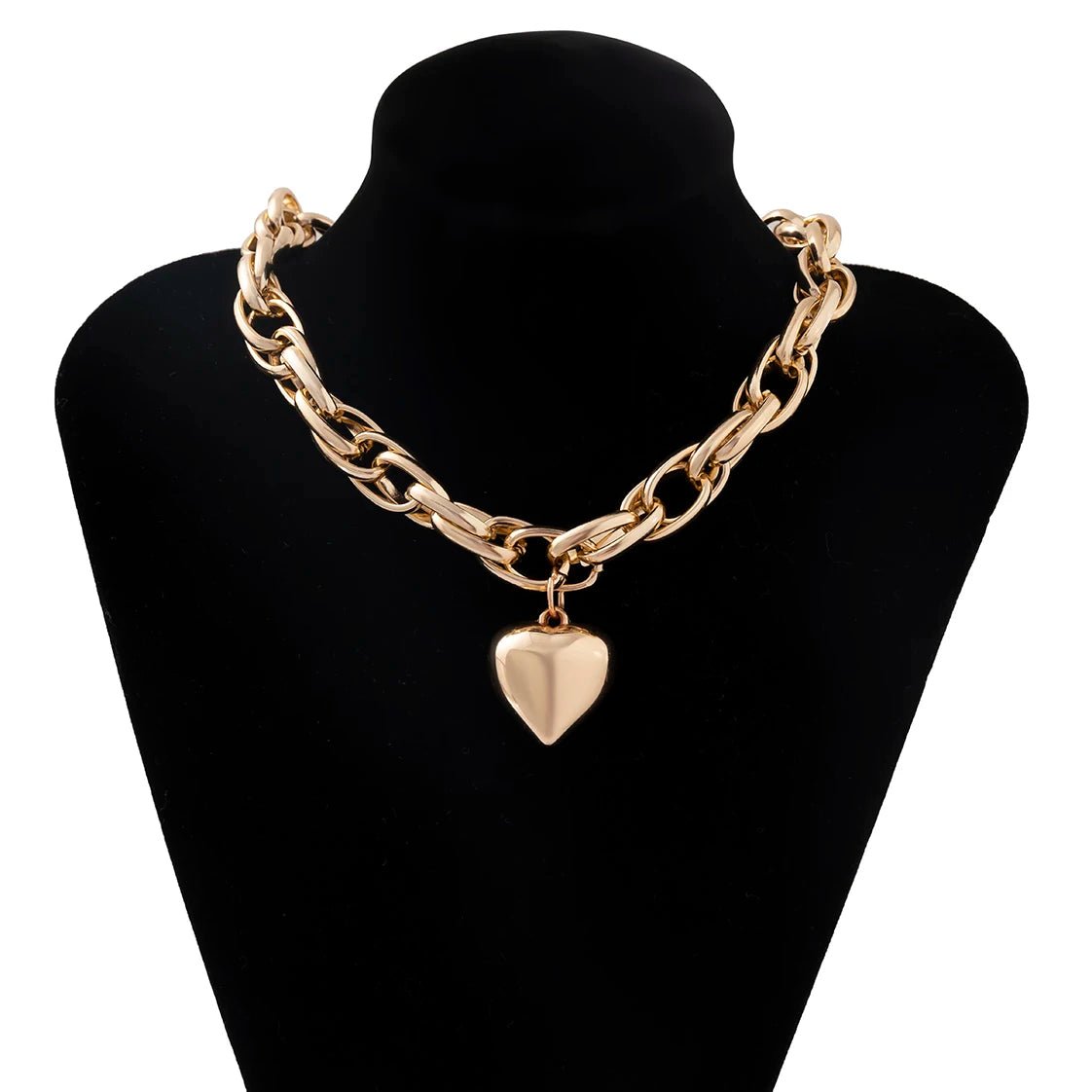 Punk Large Heart Pendant Necklace - Chunky Grunge Chain for Women Men - ESTEEMSO.COM