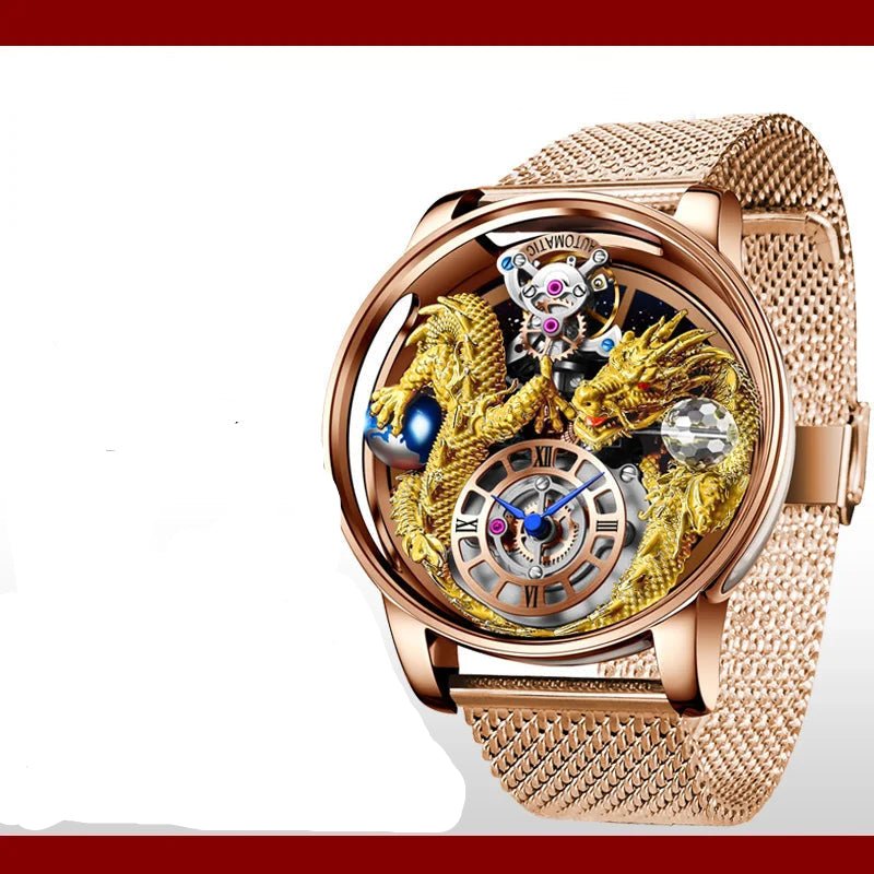 Quartz Watch Men - House of Dragons Astronomia Art 3D Gold Dragon - ESTEEMSO.COM