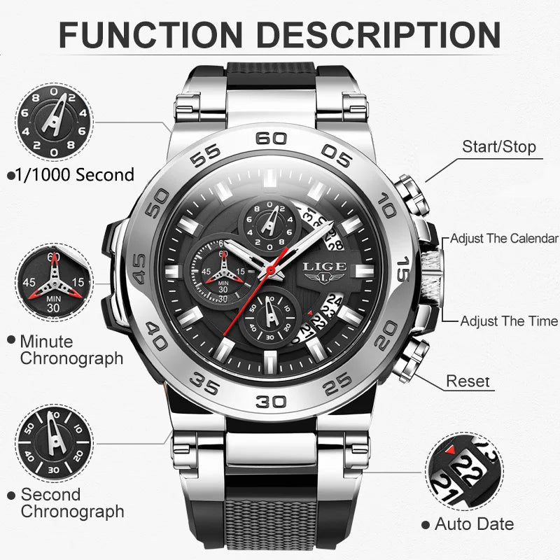 Sports Man Wristwatch Waterproof Luminous Date Quartz Men Watch - ESTEEMSO.COM