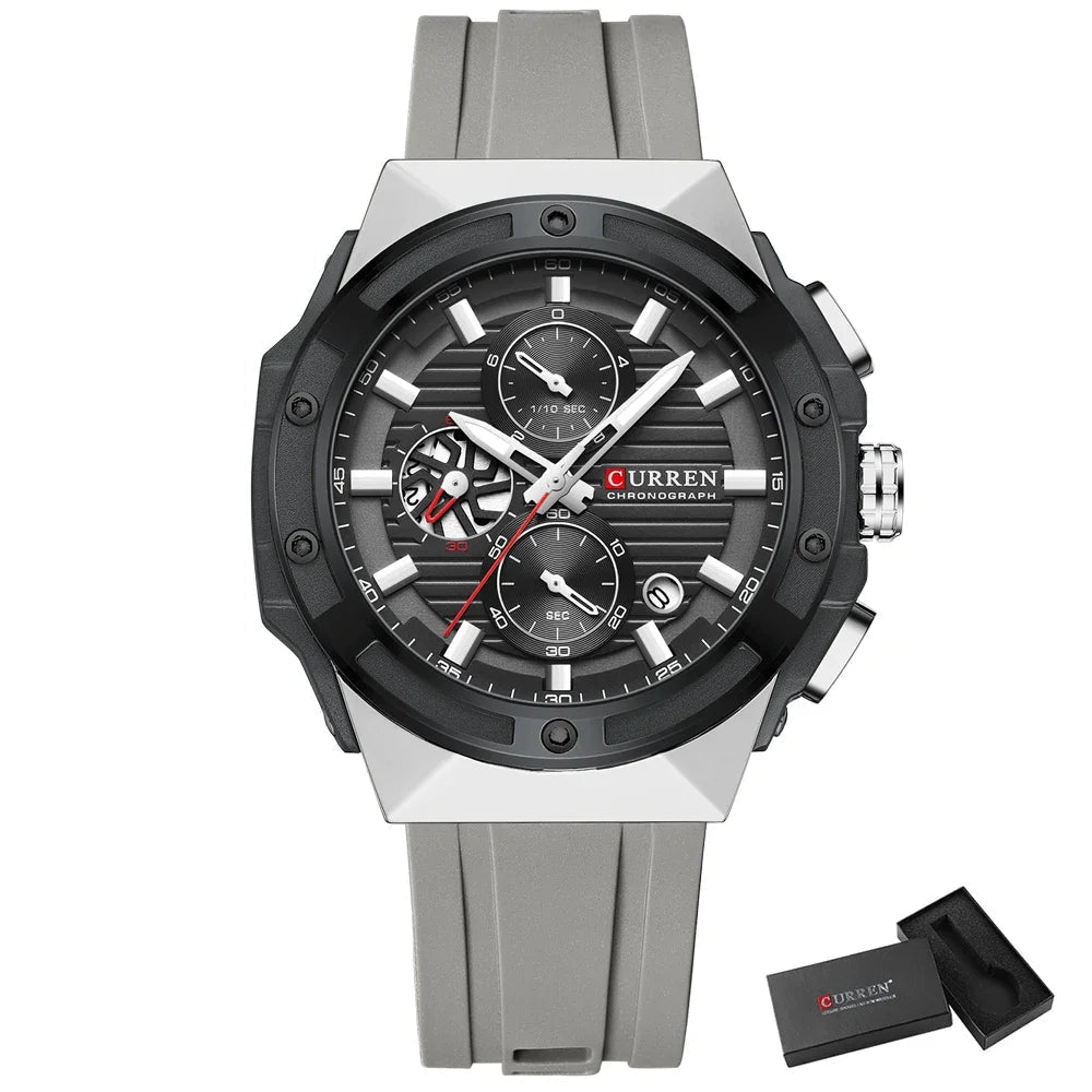 Sports Multifunctional Chronograph Quartz Watch - Silicone Strap - ESTEEMSO.COM