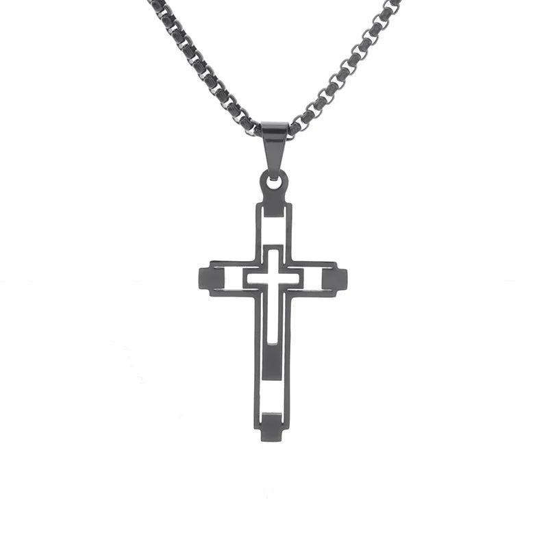 Stainless Steel Knight Cross Pendant Necklace - ESTEEMSO.COM