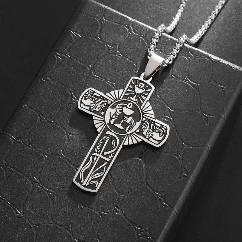 Stainless Steel Knight Cross Pendant Necklace - ESTEEMSO.COM