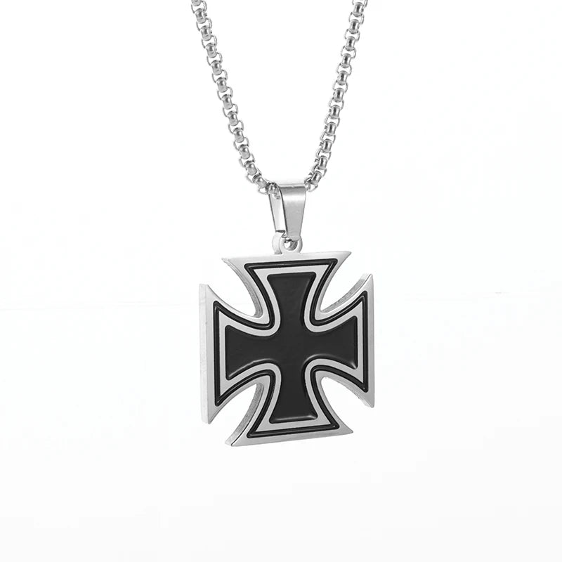 Stainless Steel Knight Cross Pendant Necklace - ESTEEMSO.COM