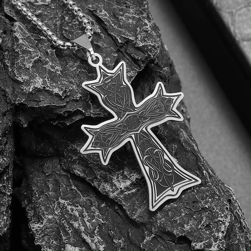 Stainless Steel Knight Cross Pendant Necklace - ESTEEMSO.COM