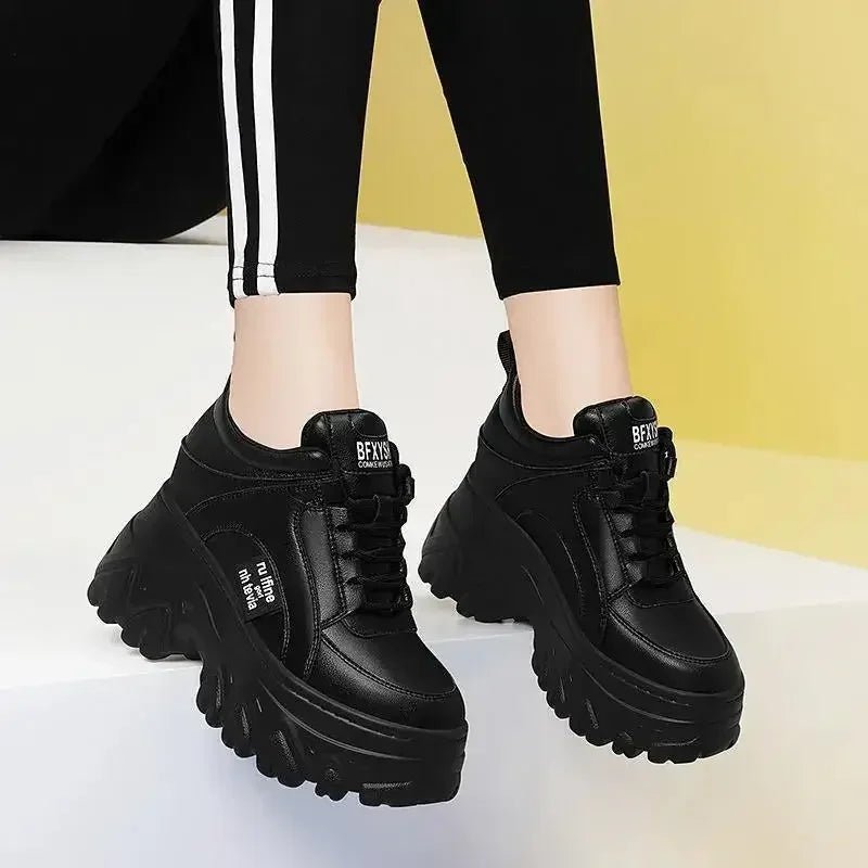 Women's Chunky Platform Sneakers – Thick Bottom, PU Leather - ESTEEMSO.COM