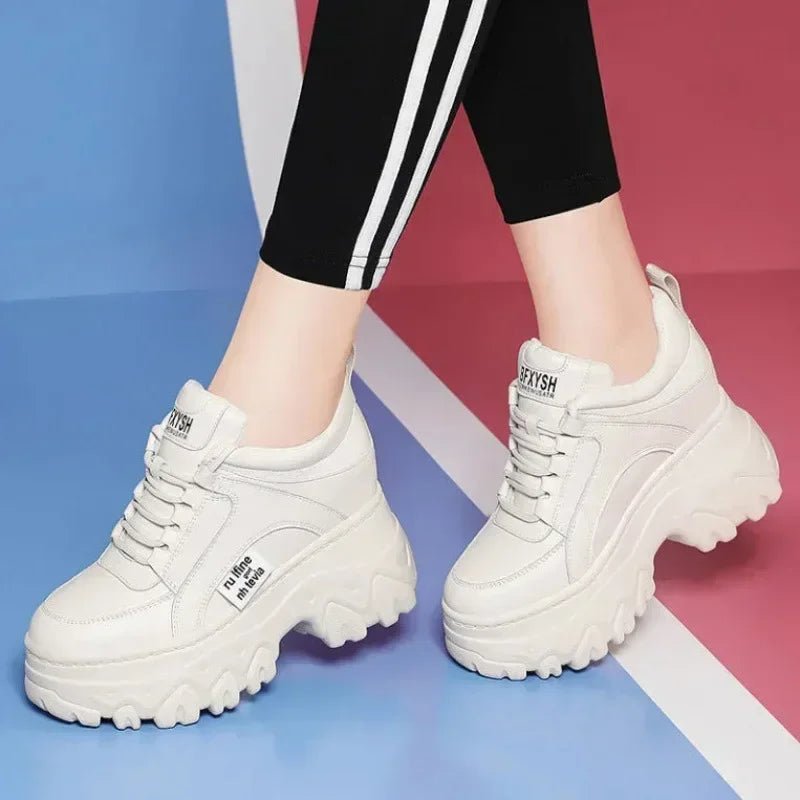 Women's Chunky Platform Sneakers – Thick Bottom, PU Leather - ESTEEMSO.COM