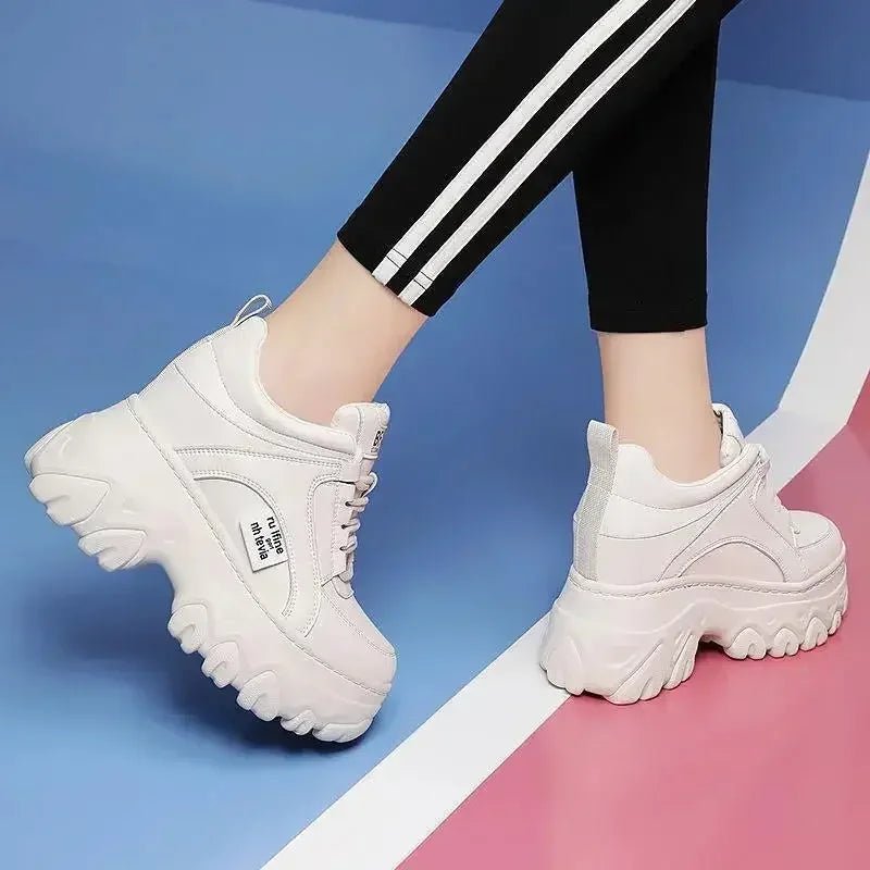 Women's Chunky Platform Sneakers – Thick Bottom, PU Leather - ESTEEMSO.COM