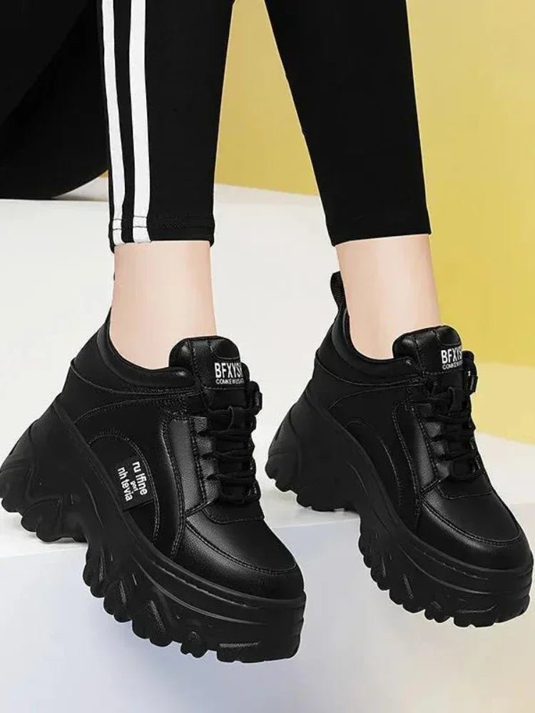 Women's Chunky Platform Sneakers – Thick Bottom, PU Leather - ESTEEMSO.COM